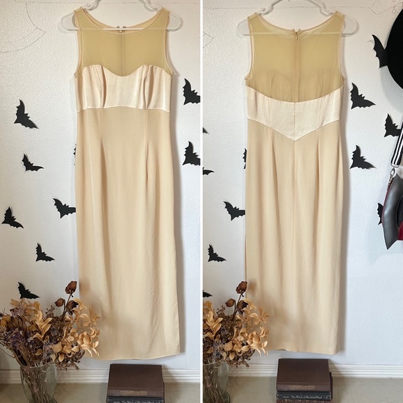 Vintage Blacktie Oleg Cassini nude champagne gala holiday dress - Picture 12 of 16